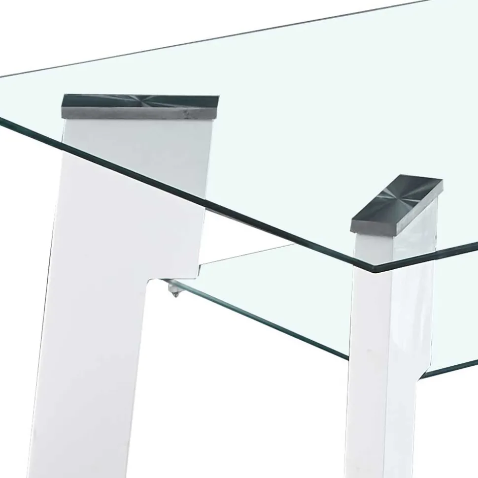 110x60 Wohnzimmer Glastisch mit Ablage - Masuca