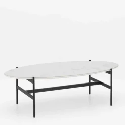 110x50 Wohnzimmertisch in Oval Marmor Optik - Inn