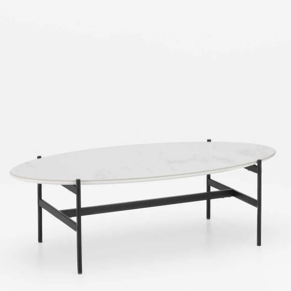 110x50 Wohnzimmertisch in Oval Marmor Optik - Inn