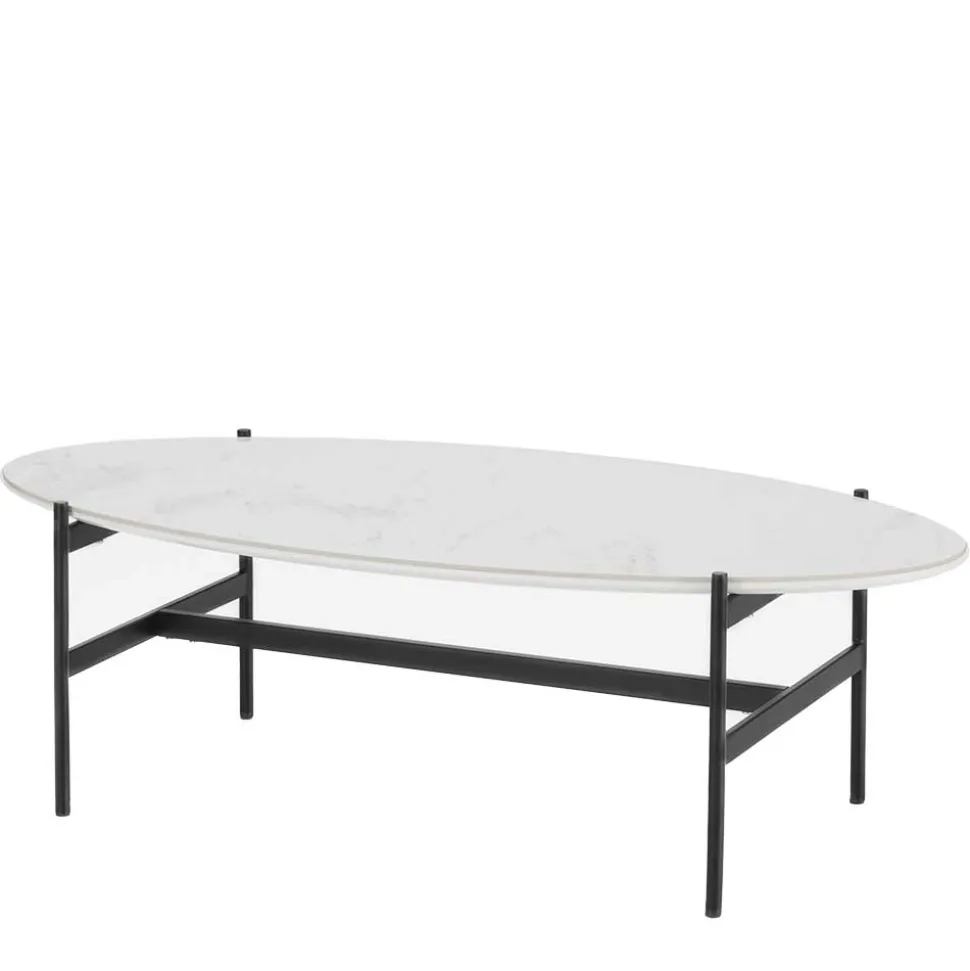 110x50 Wohnzimmertisch in Oval Marmor Optik - Inn