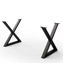 X-Bein Esszimmertisch mit Baumkante in Grau - Korcula