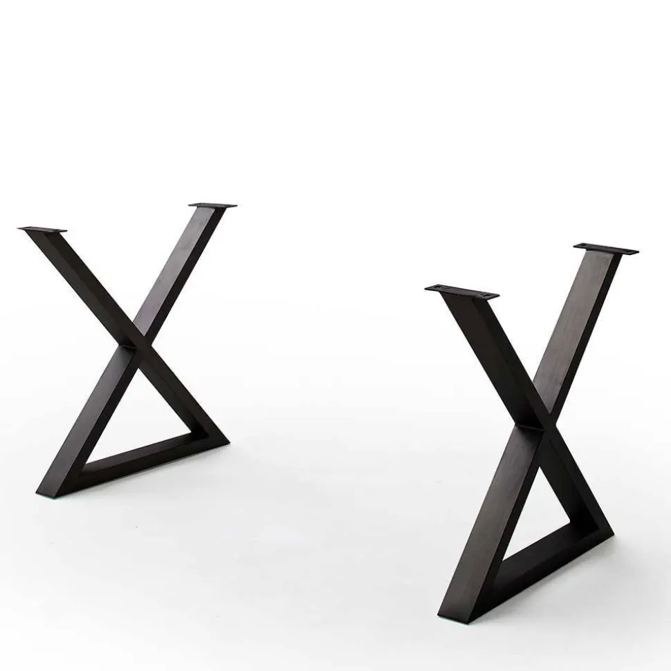 X-Bein Esszimmertisch mit Baumkante in Grau - Korcula