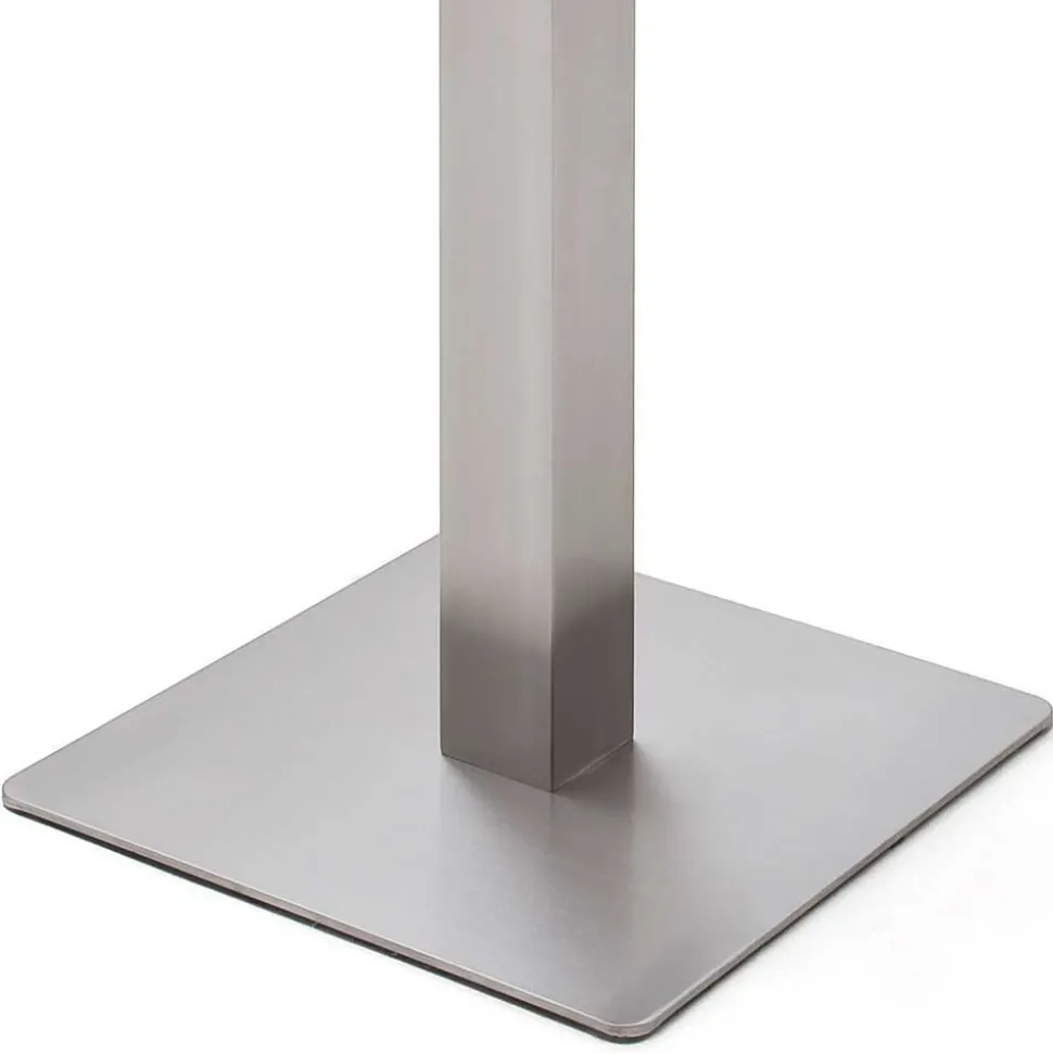 70x70cm Stehtisch mit Glasplatte in Weiß Fansas & Edelstahlfuß