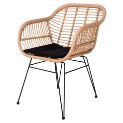 X-Fuß Esstisch & Geflechtstühle - Panales (siebenteilig)