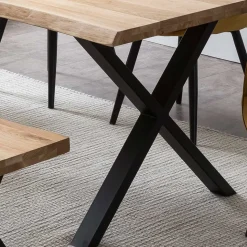 X-Fuß Esszimmertisch mit Baumkantenplatte - Ebrania