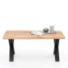 X-Fuß Sofatisch mit Live Edge Holzplatte - Riconia