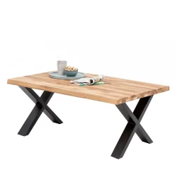 X-Fuß Sofatisch mit Live Edge Holzplatte - Riconia