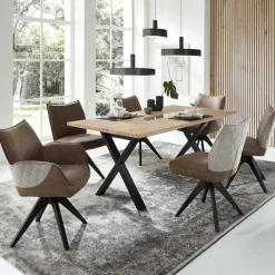 X-Fuß Tisch & Drehstühle Set - Niam (siebenteilig)