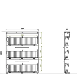 100x129x19 3 Klappen Schuhschrank in Wildeiche NB - Catrizia