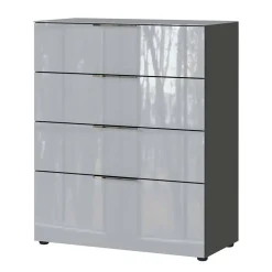 83x102x42 4 Schubladen Kommode mit Glas Front - Ruudy