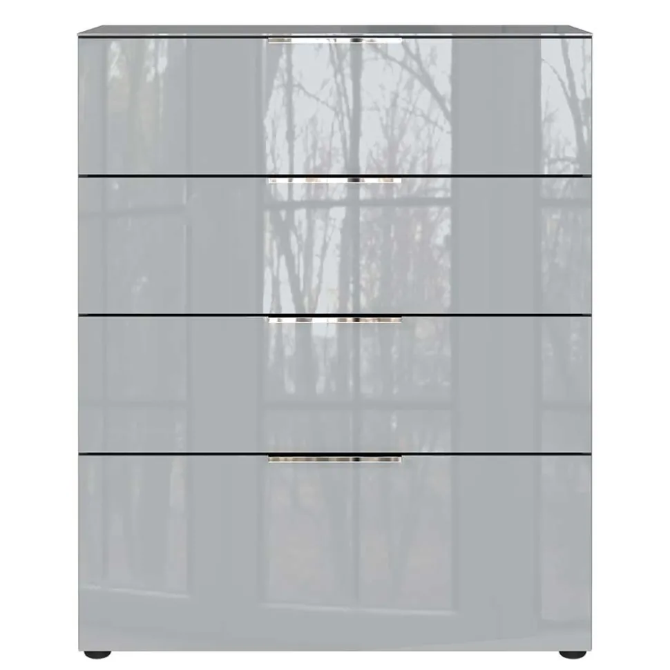 83x102x42 4 Schubladen Kommode mit Glas Front - Ruudy