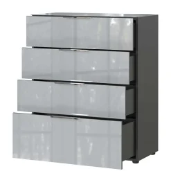 83x102x42 4 Schubladen Kommode mit Glas Front - Ruudy