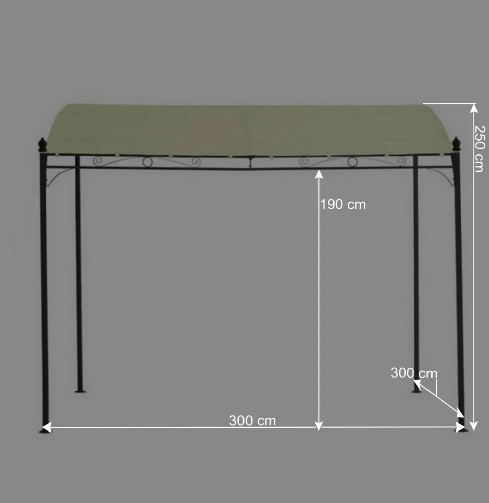 300x250x300 Anbaupavillon in Creme Textil - Natsonai