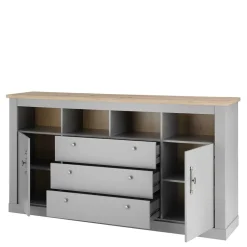 198x104x44 Anrichte in Lichtgrau & Eiche Optik - Buleta