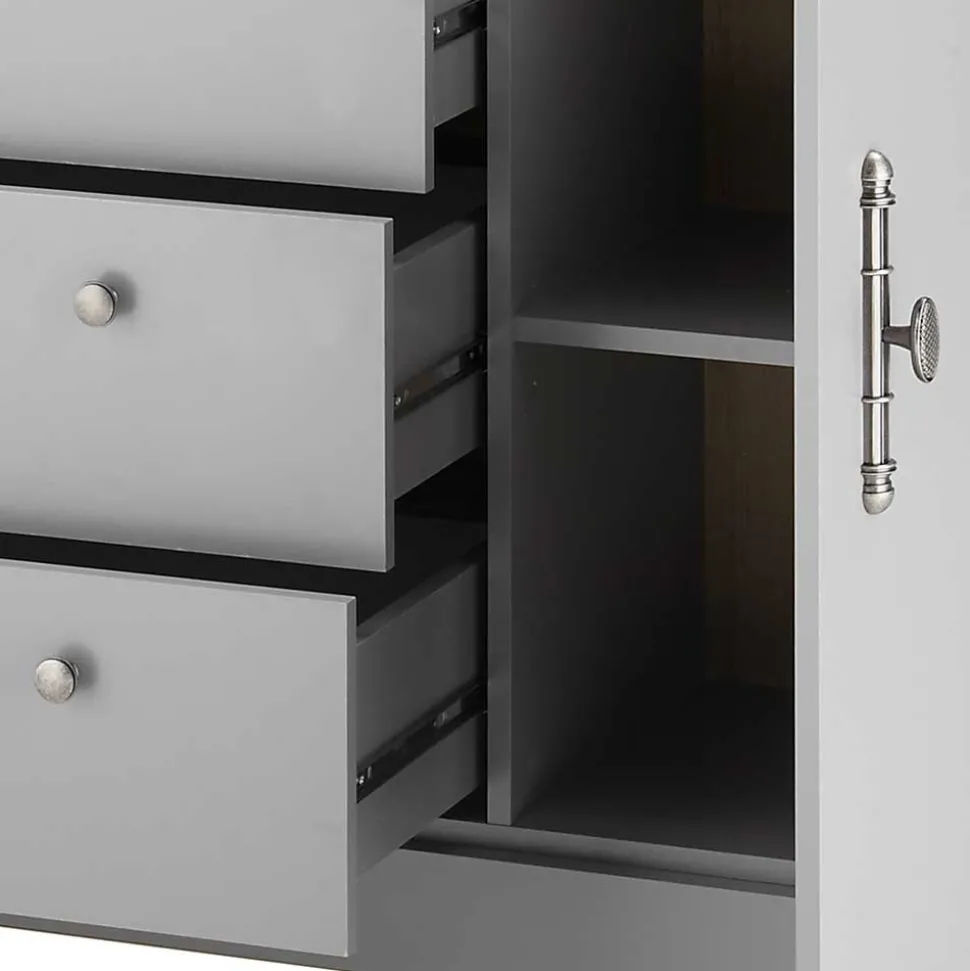 198x104x44 Anrichte in Lichtgrau & Eiche Optik - Buleta