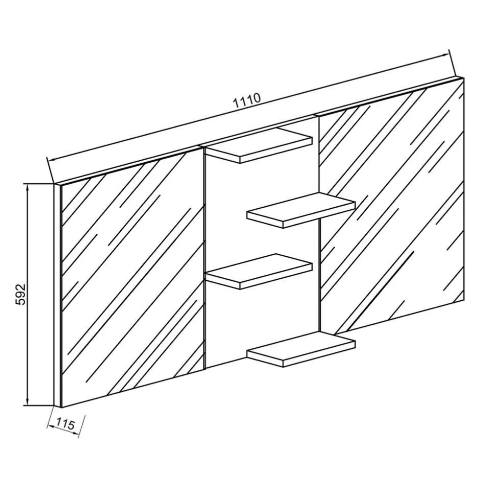 112x59x12 Bad Doppelspiegel mit Mittelregal - Cazryn