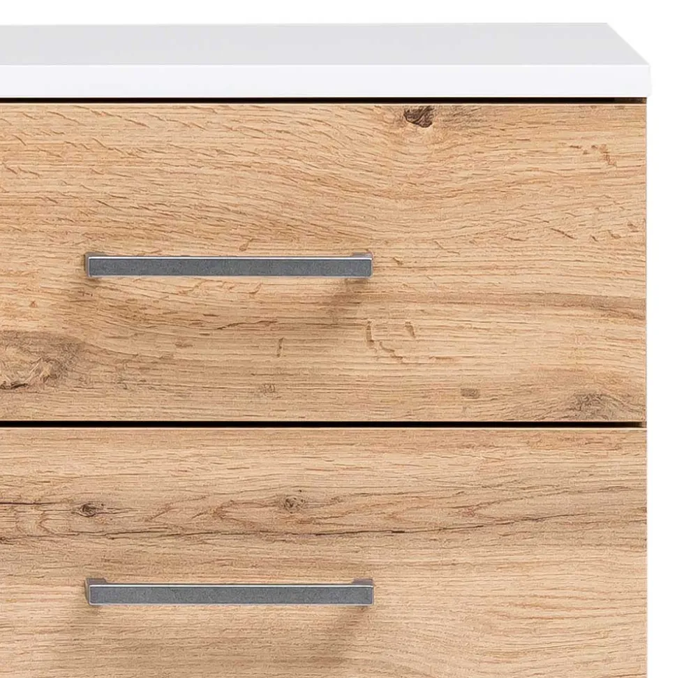 67x115x35 Bad Highboard in Eiche NB & Weiß - Voinla