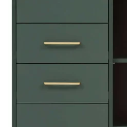 67x184x33 Bad Hochschrank in Dunkelgrün & Gold - Aqua
