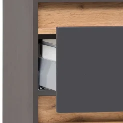 40x185x35 Bad Hochschrank in Grau mit Wildeiche - Agiruan