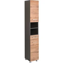 30x180x35 Bad Hochschrank mit Wildeiche Front - Ishes