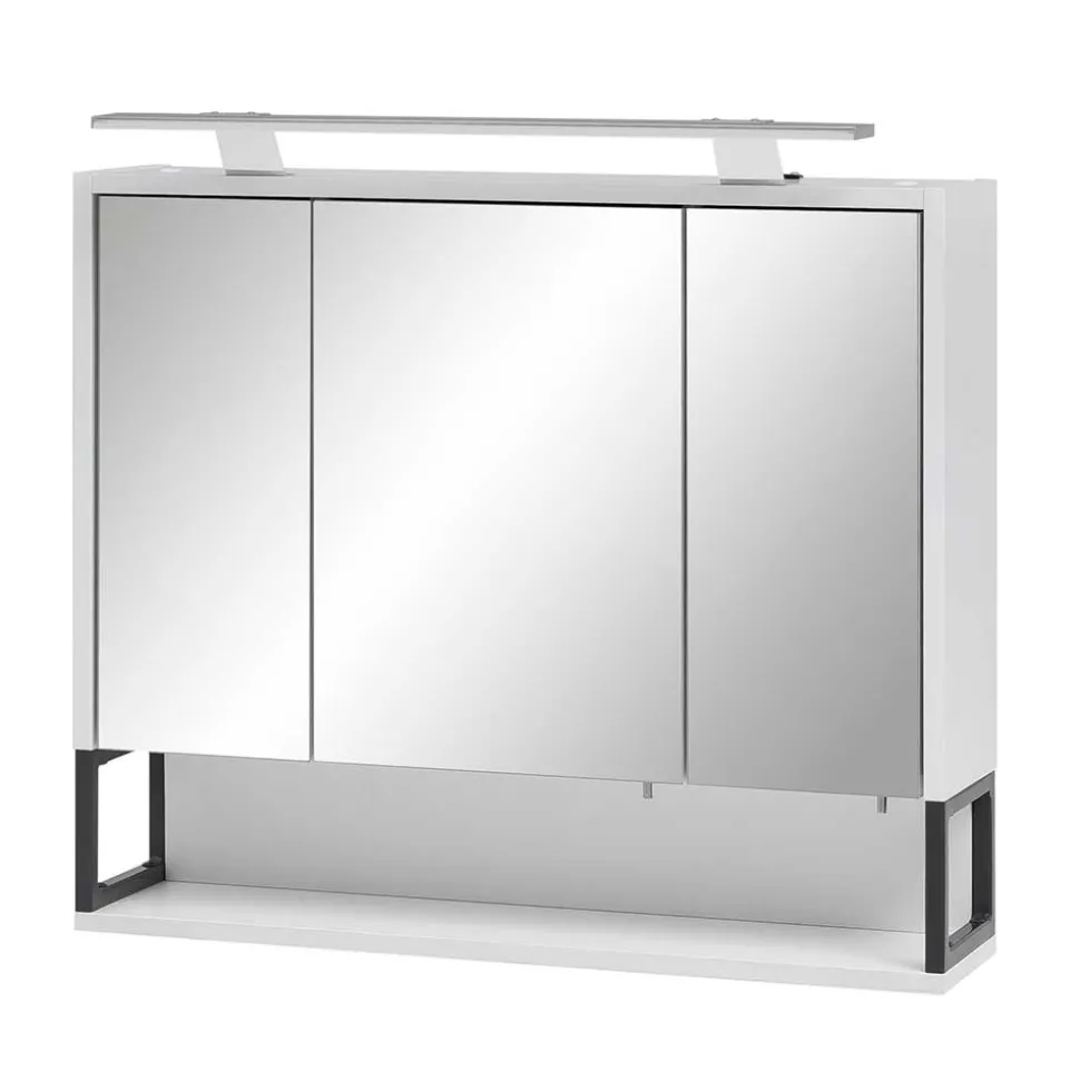 70x68x16 Bad Spiegelschrank aus Stahl in Weiß - Ismilav