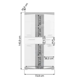 74x141x31 Badezimmer Highboard mit 4 Türen & Schublade - Nancys