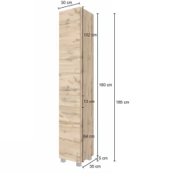 30x180x35 Badezimmer Hochschrank 2-türig - Lemnas