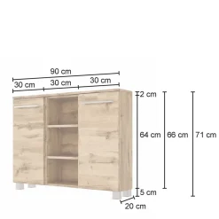 90x66x20 Badschrank in Dekor Wildeiche - Lemnas