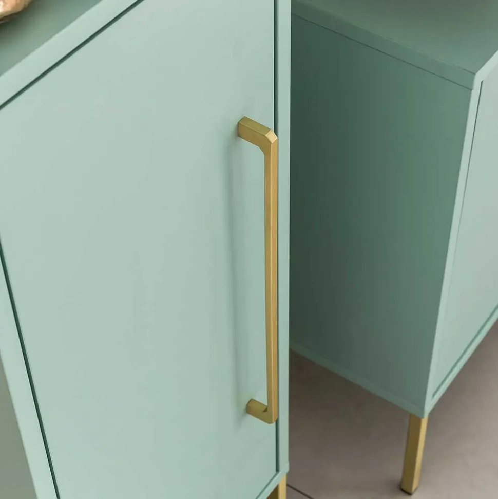 31x131x22 Badschrank in Mintgrün & Gold - Aparcian