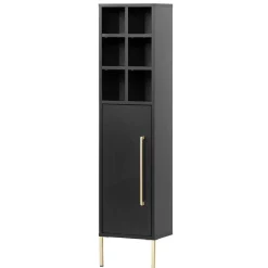 31x131x22 Badschrank in Schwarz & Gold - Vulcanisa