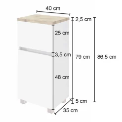 40x79x35 Bad-Unterschrank zum Hängen oder Stellen - Noricas