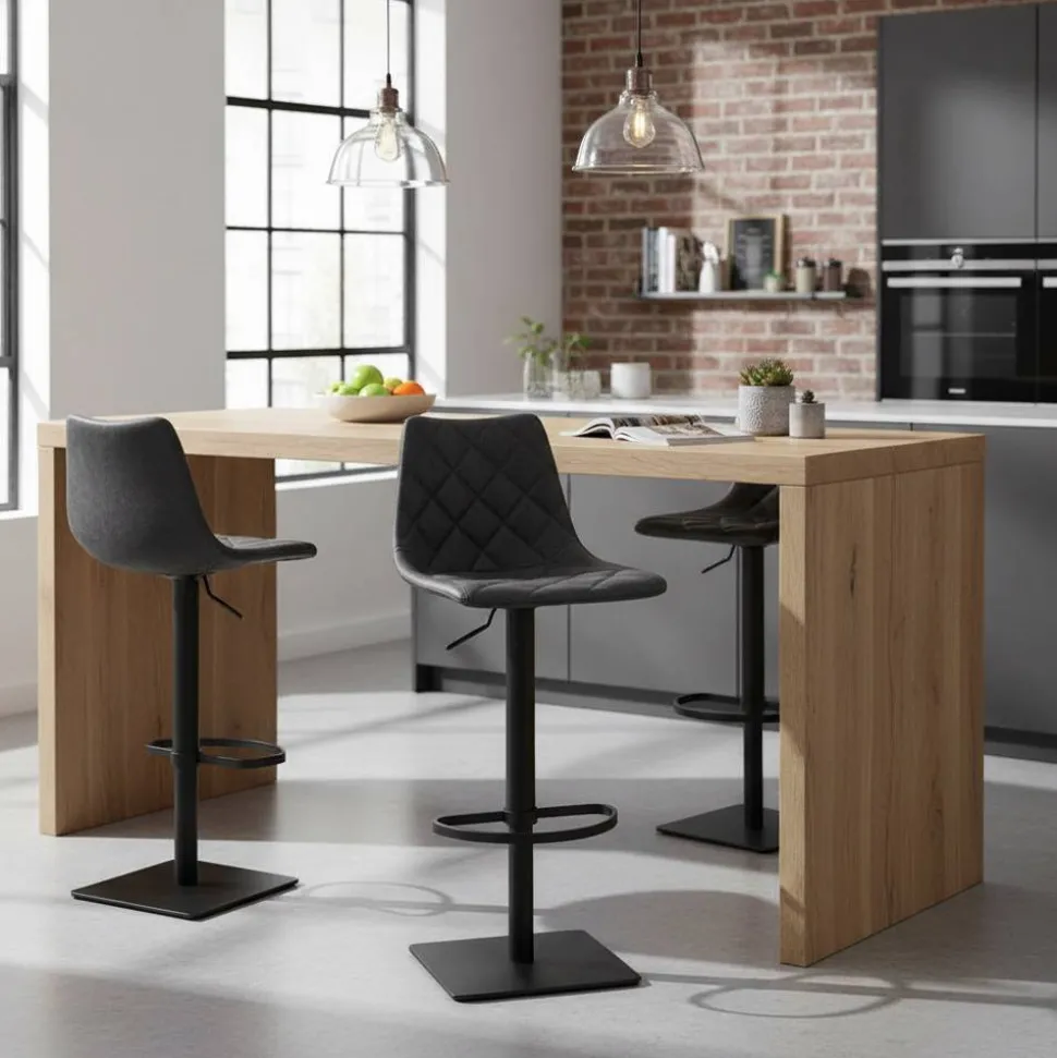 43x110x50 Barhocker mit Lehne in Schwarz - Speranza