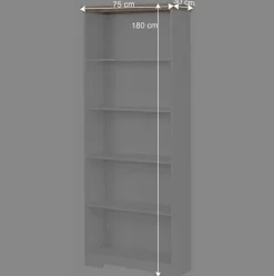 75x180x30 Bücher Regal mit fünf Fächern - Akedra