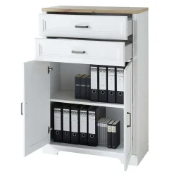 86x127x38 Büro Ordnerschrank 2-türig & 2 Schubladen - Mehady