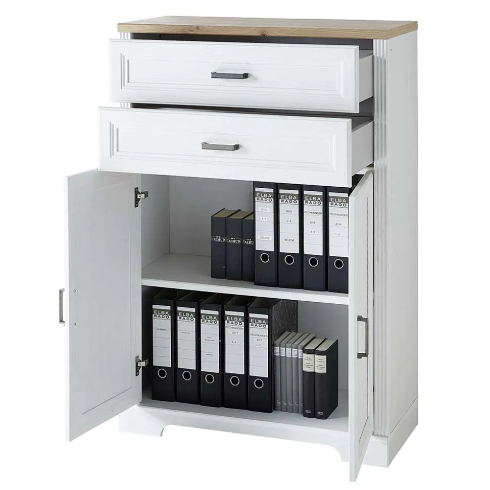 86x127x38 Büro Ordnerschrank 2-türig & 2 Schubladen - Mehady