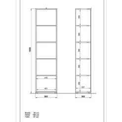 80x196x37 Büroschrank & Regal Kombi - Laszlo (zweiteilig)