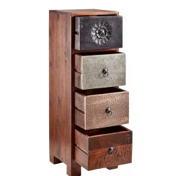 30x85x30 cm Akazie Hochkommode mit Schnitzerei - Welina