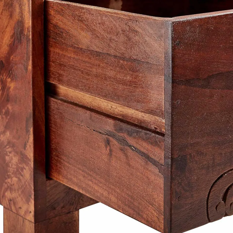 30x85x30 cm Akazie Hochkommode mit Schnitzerei - Welina