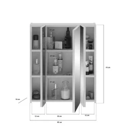60x70x18 cm Bad Spiegelschrank 3-türig - Whale