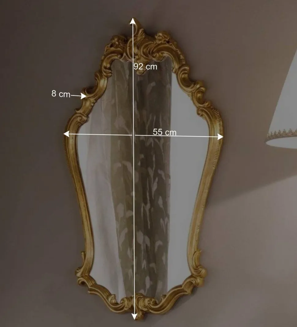55x92x8 cm Barock Wandspiegel in Gold - Motiz