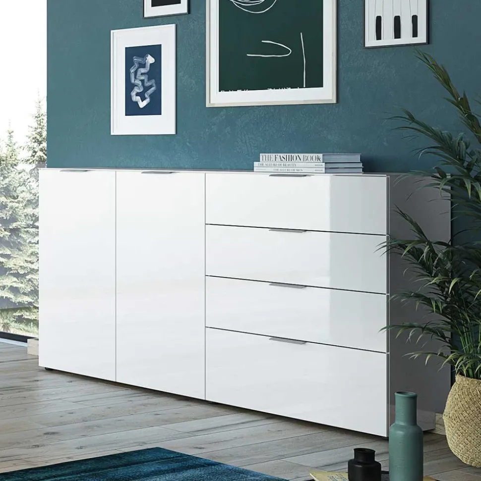 184x101x42 cm Design Sideboard mit Glas Beschichtung - Daven