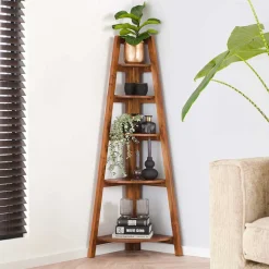 64x148x44 cm Eckregal aus Akazie Massivholz - Skylive