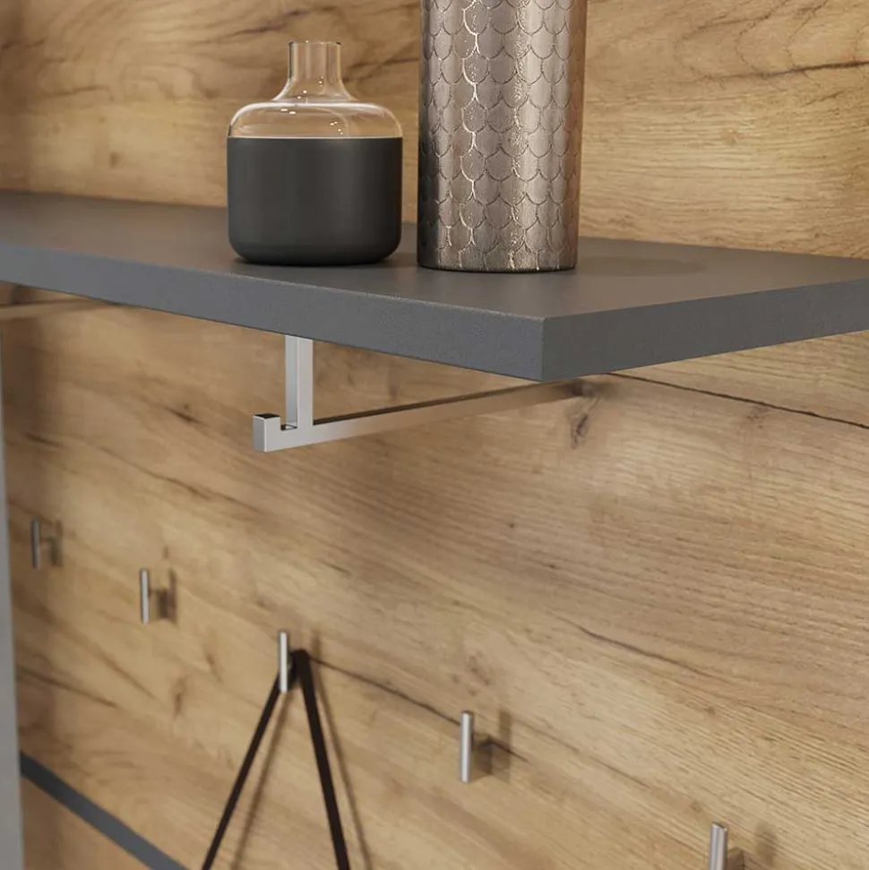 96x14x30 cm Garderobe Paneel in Wildeiche & Grau - Orsecca