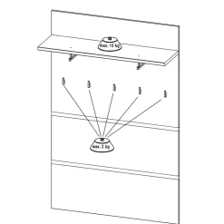 96x14x30 cm Garderobe Paneel in Wildeiche & Grau - Orsecca