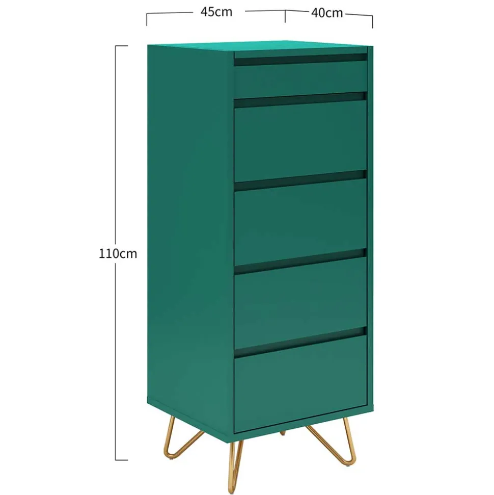 45x110x40 cm Grüne Hochkommode mit Spiegel - Ricriava