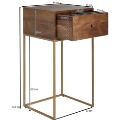 40x76x35 cm Hohe Nachtkommode mit einer Schublade - Kanados