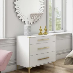 91x81x46 cm Kommode in Weiß und Messing - Onan