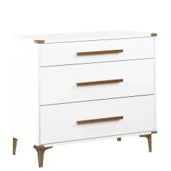 91x81x46 cm Kommode in Weiß und Messing - Onan