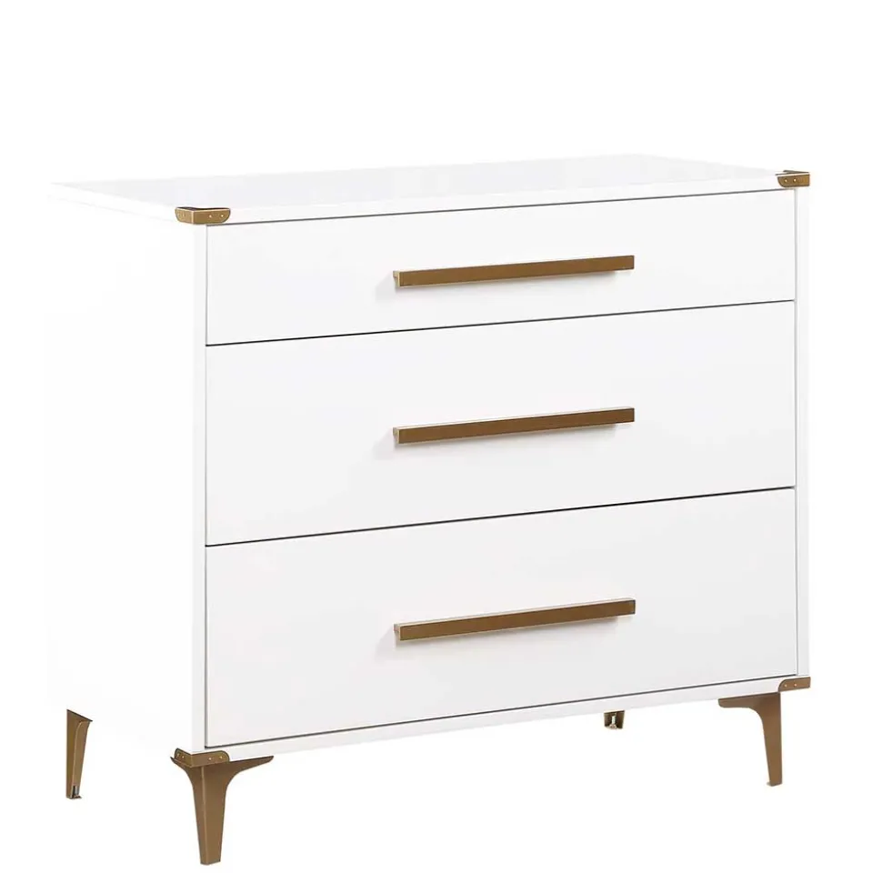 91x81x46 cm Kommode in Weiß und Messing - Onan