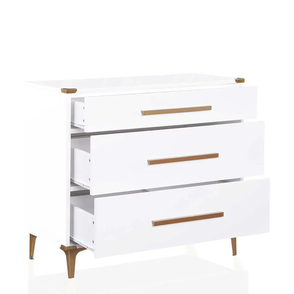 91x81x46 cm Kommode in Weiß und Messing - Onan